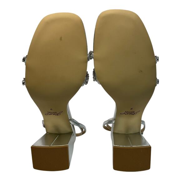 Jewel Badgley Mischka Women's Nella Block Heel Dress Sandals Silver Size 9 - Picture 5 of 5